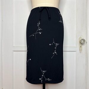 Black floral midi skirt